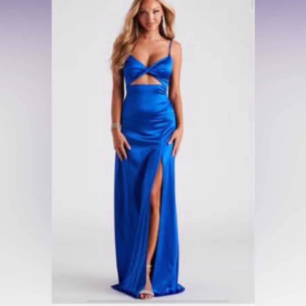 Cutout High Slit Satin Formal Dress